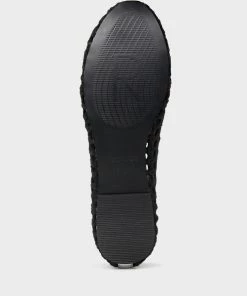 Rag & Co Brionna Black Cotton Mesh Flat Ballerinas