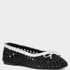 Rag & Co Brionna Black Cotton Mesh Flat Ballerinas