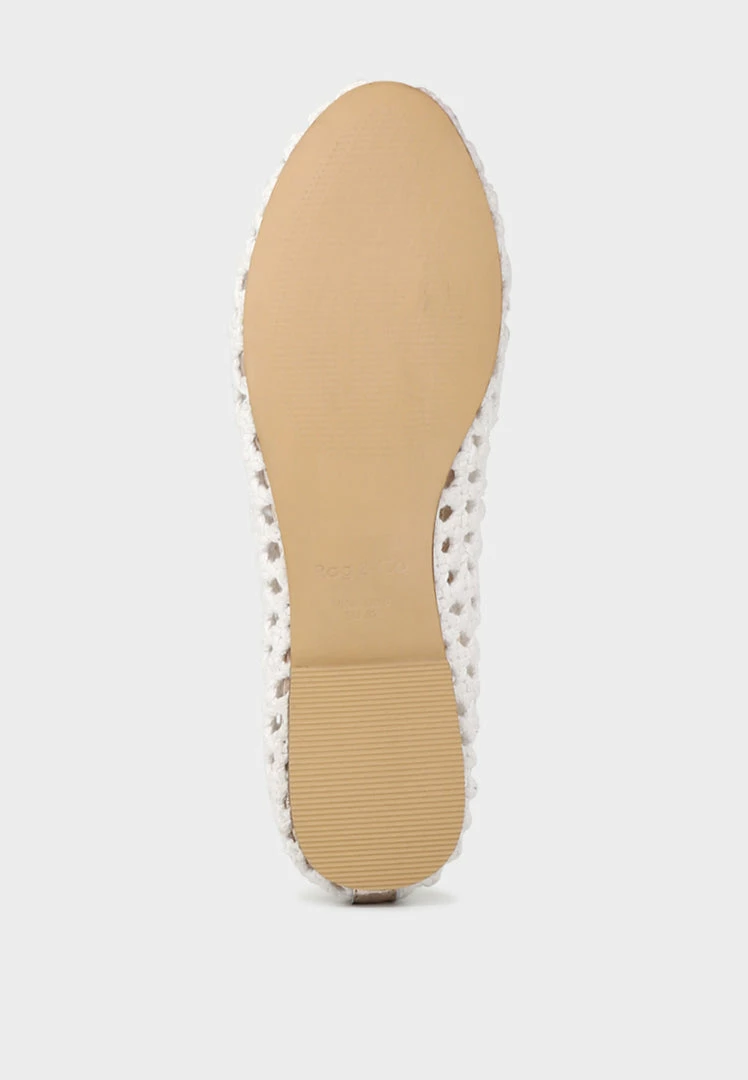 Rag & Co Brionna White Cotton Mesh Flat Ballerinas Loafers & Ballerinas 8 Rag & Co Brionna White Cotton Mesh Flat Ballerinas Loafers & Ballerinas