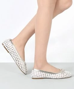 Rag & Co Brionna White Cotton Mesh Flat Ballerinas Loafers & Ballerinas 15 Rag & Co Brionna White Cotton Mesh Flat Ballerinas Loafers & Ballerinas