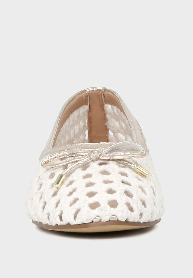 Rag & Co Brionna White Cotton Mesh Flat Ballerinas Loafers & Ballerinas 5 Rag & Co Brionna White Cotton Mesh Flat Ballerinas Loafers & Ballerinas