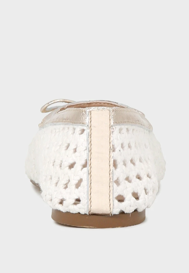 Rag & Co Brionna White Cotton Mesh Flat Ballerinas Loafers & Ballerinas 7 Rag & Co Brionna White Cotton Mesh Flat Ballerinas Loafers & Ballerinas