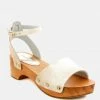 Rag & Co CARA Light Gold Wooden Clogs