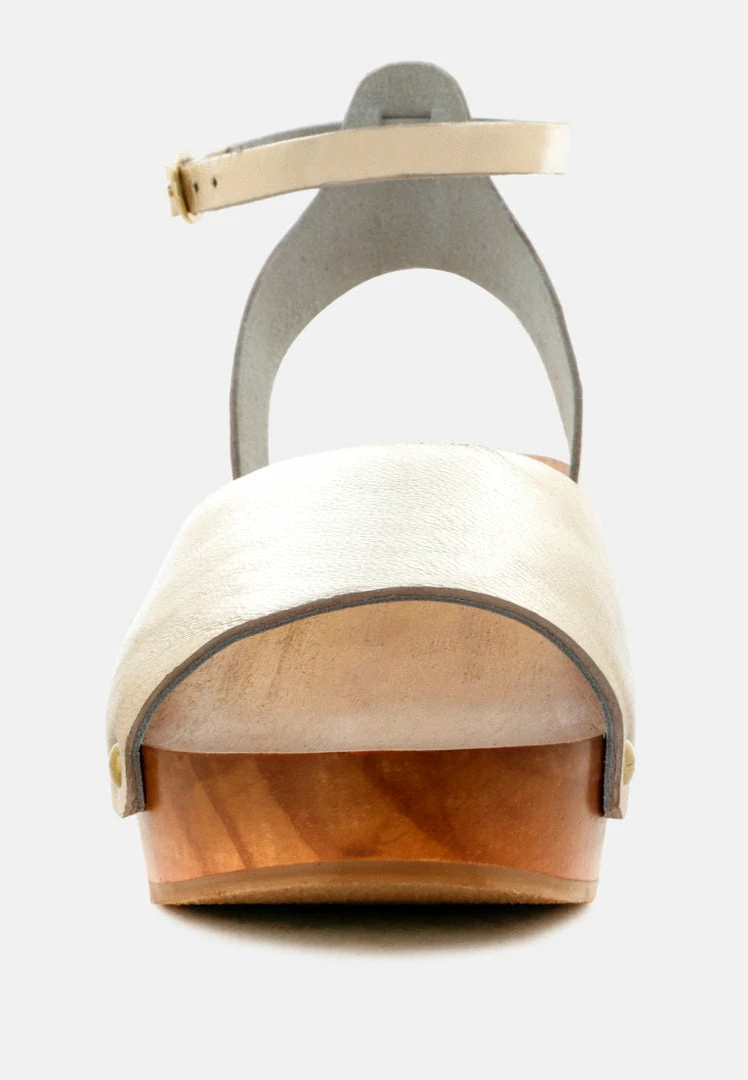 Rag & Co CARA Light Gold Wooden Clogs 5 Rag & Co CARA Light Gold Wooden Clogs