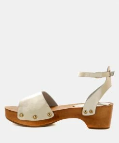 Rag & Co CARA Light Gold Wooden Clogs 12 Rag & Co CARA Light Gold Wooden Clogs