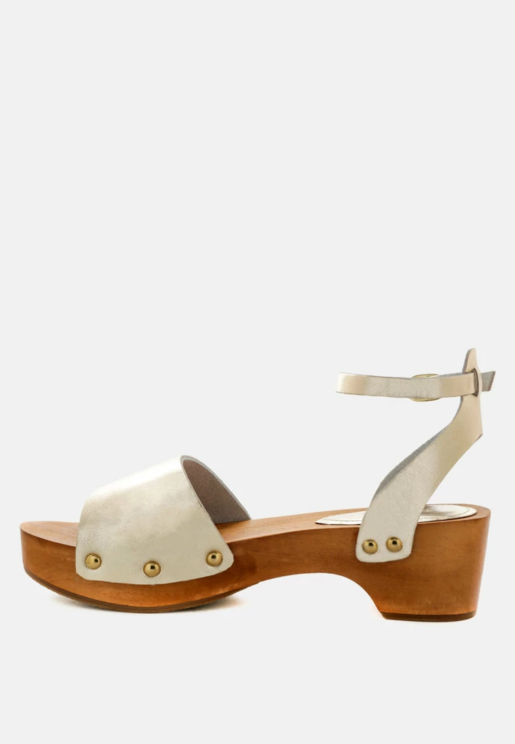 Rag & Co CARA Light Gold Wooden Clogs 6 Rag & Co CARA Light Gold Wooden Clogs