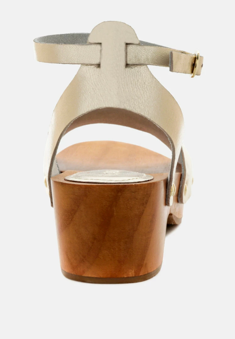 Rag & Co CARA Light Gold Wooden Clogs 7 Rag & Co CARA Light Gold Wooden Clogs