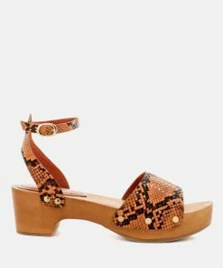 Rag & Co CARA Light Orange Wooden Clogs