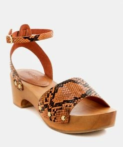 Rag & Co CARA Light Orange Wooden Clogs