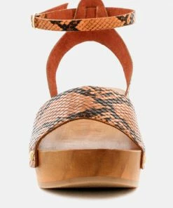 Rag & Co CARA Light Orange Wooden Clogs 10 Rag & Co CARA Light Orange Wooden Clogs