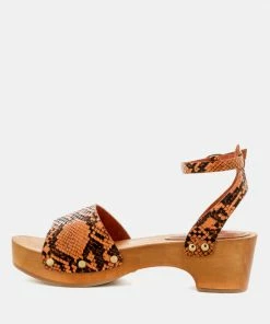 Rag & Co CARA Light Orange Wooden Clogs 11 Rag & Co CARA Light Orange Wooden Clogs