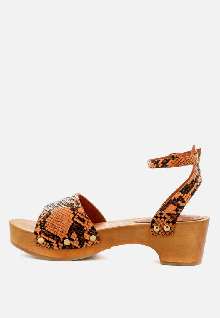 Rag & Co CARA Light Orange Wooden Clogs 6 Rag & Co CARA Light Orange Wooden Clogs