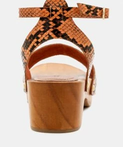 Rag & Co CARA Light Orange Wooden Clogs 12 Rag & Co CARA Light Orange Wooden Clogs