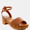 Rag & Co CARA Tan Wooden Clogs