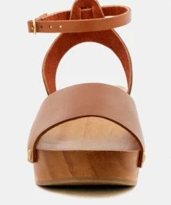 Rag & Co CARA Tan Wooden Clogs