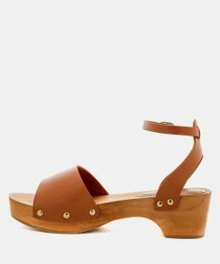 Rag & Co CARA Tan Wooden Clogs