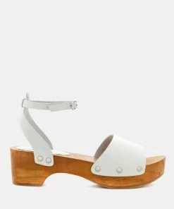 Rag & Co CARA White Wooden Clogs