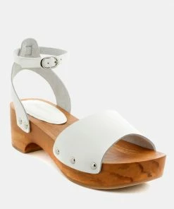 Rag & Co CARA White Wooden Clogs