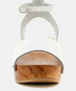 Rag & Co CARA White Wooden Clogs