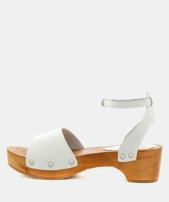 Rag & Co CARA White Wooden Clogs