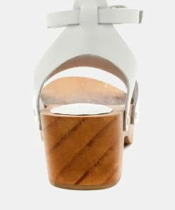 Rag & Co CARA White Wooden Clogs