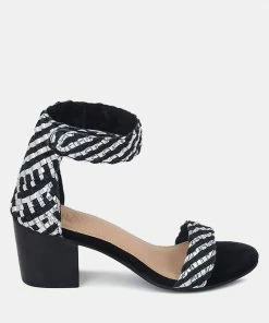 Rag & Co Sandals CARLA Black Stacked Heel Sandal