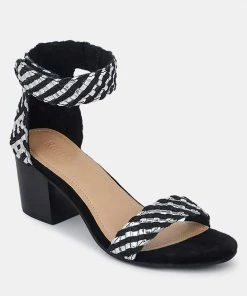 Rag & Co Sandals CARLA Black Stacked Heel Sandal