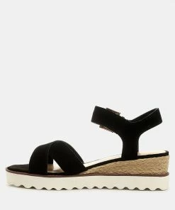 Rag & Co CASA Black Wedge Sandals