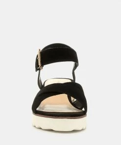 Rag & Co CASA Black Wedge Sandals