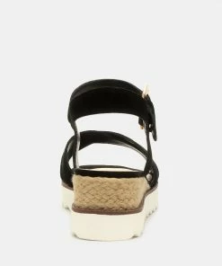 Rag & Co CASA Black Wedge Sandals