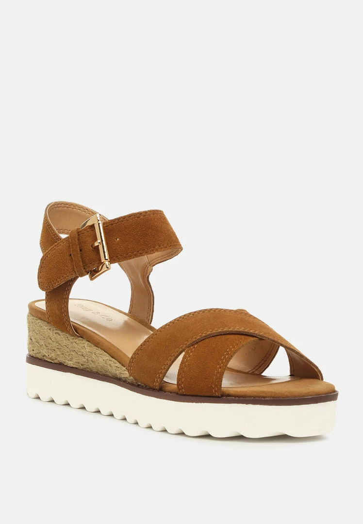 Rag & Co CASA Tan Wedge Sandals 3 Rag & Co CASA Tan Wedge Sandals