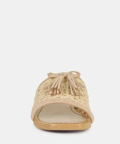 Rag & Co CEDAR Handwoven Natural Latte Tassel Flats 10 Rag & Co CEDAR Handwoven Natural Latte Tassel Flats