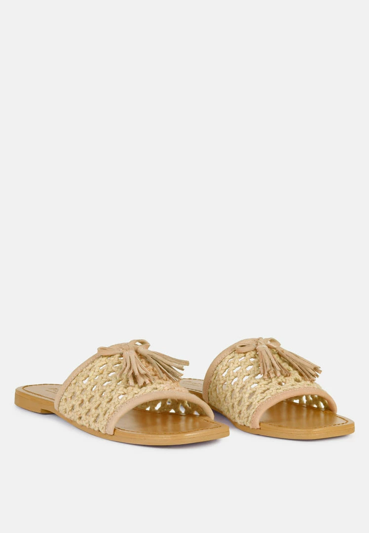 Rag & Co CEDAR Handwoven Natural Latte Tassel Flats 3 Rag & Co CEDAR Handwoven Natural Latte Tassel Flats