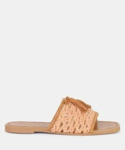 Rag & Co CEDAR Handwoven Natural Tan Tassel Flats