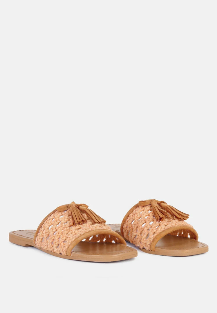 Rag & Co CEDAR Handwoven Natural Tan Tassel Flats 3 Rag & Co CEDAR Handwoven Natural Tan Tassel Flats