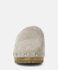 Rag & Co Clogs CEDRUS Fine Suede Studded Clog Mules In Beige