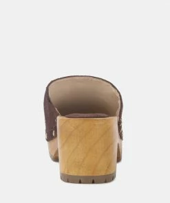 Rag & Co Clogs CEDRUS Fine Suede Studded Clog Mules In Brown