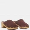 Rag & Co Clogs CEDRUS Fine Suede Studded Clog Mules In Brown