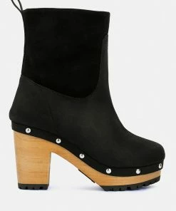 Rag & Co CHEROKEE Black Block Heeled Chelsea Boots