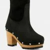 Rag & Co CHEROKEE Black Block Heeled Chelsea Boots
