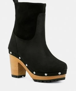 Rag & Co CHEROKEE Black Block Heeled Chelsea Boots