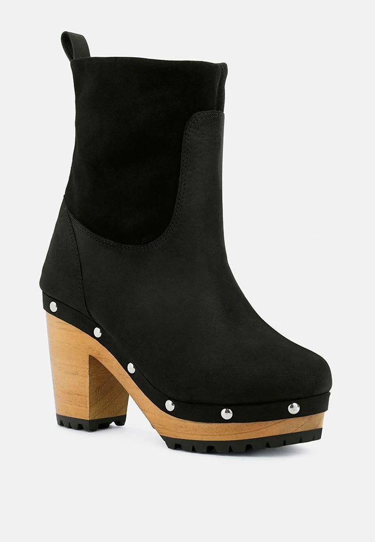 Rag & Co CHEROKEE Black Block Heeled Chelsea Boots 2 Rag & Co CHEROKEE Black Block Heeled Chelsea Boots