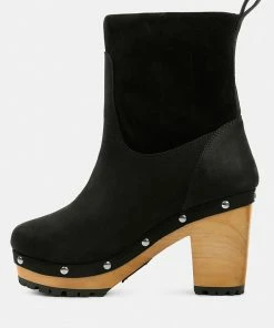 Rag & Co CHEROKEE Black Block Heeled Chelsea Boots 11 Rag & Co CHEROKEE Black Block Heeled Chelsea Boots
