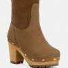 Rag & Co CHEROKEE Tan Block Heeled Chelsea Boot 1 Rag & Co CHEROKEE Tan Block Heeled Chelsea Boot