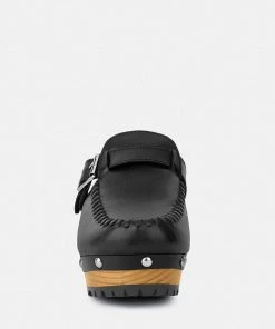 Rag & Co CHOCTAV Black Handcrafted Leather Clogs