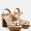 Rag & Co CHOUPETTE Suede Leather Block Heeled Sandal In Nude 1 Rag & Co CHOUPETTE Suede Leather Block Heeled Sandal In Nude