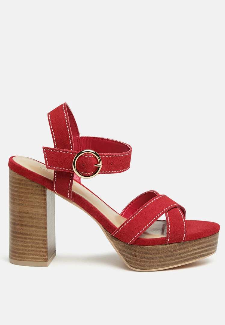 Rag & Co CHOUPETTE Suede Leather Block Heeled Sandal In Red SS'22 4 Rag & Co CHOUPETTE Suede Leather Block Heeled Sandal In Red SS'22