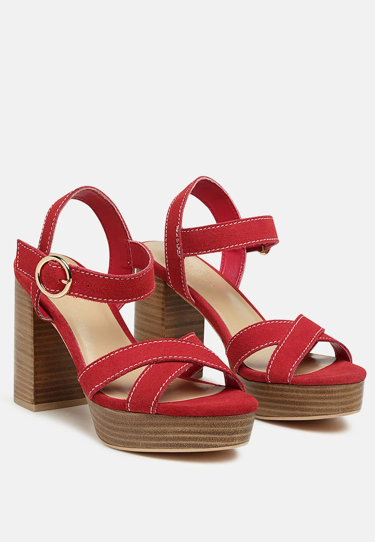 Rag & Co CHOUPETTE Suede Leather Block Heeled Sandal In Red SS'22 3 Rag & Co CHOUPETTE Suede Leather Block Heeled Sandal In Red SS'22