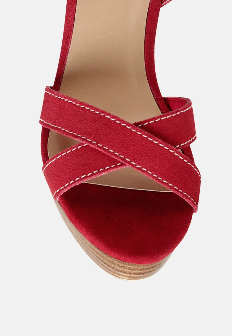 Rag & Co CHOUPETTE Suede Leather Block Heeled Sandal In Red SS'22 7 Rag & Co CHOUPETTE Suede Leather Block Heeled Sandal In Red SS'22