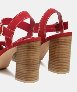 Rag & Co CHOUPETTE Suede Leather Block Heeled Sandal In Red SS'22 11 Rag & Co CHOUPETTE Suede Leather Block Heeled Sandal In Red SS'22